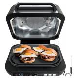 Ninja IG651 Foodi Smart XL Pro 7-in-1 Indoor Grill/Griddle Combo, use Opened or Closed, with Griddle, Air Fry, Dehydrate & More, Pro Power Grate, Flat