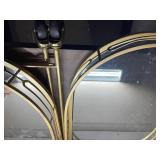 glitzhome 30.75" H Oval Gold Bar Cart with 4 Wheels 2-Tier Deluxe Tray Metal Mirrored Glass Top Rolling Serving Cart