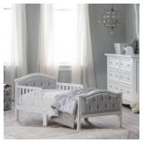 Adorable !! Orbelle Upholstered Toddler Bed, Off-White, With Bed Rails