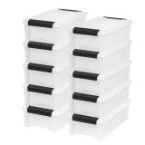 IRIS 10pk 5qt Stack & Pull Storage Box White