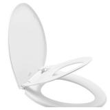 Elongated Plastic Potty Toilet Seat with Slow Close Hinge - White