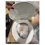 Elongated Plastic Potty Toilet Seat with Slow Close Hinge - White