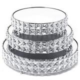 Allgala 3 Piece Set Crystal Silver Plated Cheese Dessert Cupcake Cake Stand - Beautiful - Retails $216.00