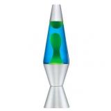 Lava the Original 14.5-Inch Silver Base Lamp with Yellow Wax in Blue Liquid