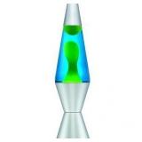 Lava the Original 14.5-Inch Silver Base Lamp with Yellow Wax in Blue Liquid