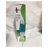 Lava the Original 14.5-Inch Silver Base Lamp with Yellow Wax in Blue Liquid