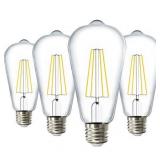 Sunco Lighting 4 Pack ST64 LED Bulb, Dusk-to-Dawn, 7W=60W, 3000K Warm White, Vintage Edison Filament Bulb, 800 LM, E26 base, Outdoor Decorative String Light - UL, Energy Star