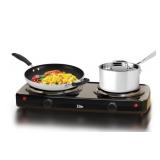 Elite Gourmet - Electric Double Cast Burner - Black