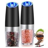 Gravity Electric Salt and Pepper Grinder Set, Automatic Pepper and Salt Mill Grinder Battery-Operated with Adjustable Coarseness, LED Light, One Hand Operated