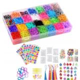DasKid 12100+ Rubber Bands Refill Loom Set 11,000+ Loom Bands 42 Colors 600 Clips 200 Beads + 52 ABC Beads 30 Charms 10 Backpack Hooks 10 Tassels 5 Crochet Hooks 5 Hair Clips +ABC & Number Stickers DA