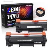 ZEOB TN760 Toner Cartridge Replacement with CHIP for Brother TN-730 TN-760 Black High Yield for DCP-L2550DW HL-L2350DW HL-L2370DW HL-L2370DWXL HL-L2390DW HLL2395DW MFCL2710DW MFC-L2750DW Printer,2PACK