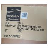 KOUBOO 1050101 Open Weave Cane Rib Bell Hanging Ceiling Lamp, Natural, 25H×29W"