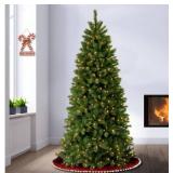 7.5 ft. Lehigh Valley Slim Pine Artificial Christmas Tree with Dual Color LED Lights