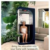 Serenelife Portable Full Size Infrared Home Spa| One Person Sauna | With Heating Foot Pad and Portable Chair