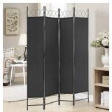 Room Divider 4 Panel 6.8FT Solid Iron Frame Screen Folding Privacy Divider Partition Screens Indoor Freestanding Portable Room Divider Breathable Fabric Use for Home Office Apartment Bedroom, Black