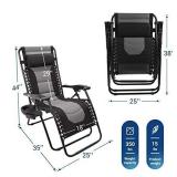 AsterOutdoor Padded Zero Gravity Chair Adjustable Reclining Lounge Chair Recliners with Pillow and Side Table for Patio, Lawn & Outdoor Camping, Supports 350 lbs