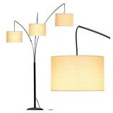 Brightech Trilage Arc Floor Lamp w/ Marble Base -- 3 Lights Hanging Over The Couch from Behind - Multi Head Arching Tree Lamp - for Mid Century, Modern & Contemporary Rooms - Black