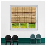 TJ GLOBAL Cordless Flatstick Bamboo Roman Window Blind Sun Shade, Light Filtering Shades with 7-Inch Valance - Light Bamboo (40" x 72")
