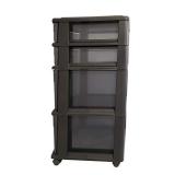 HOMZ Plastic 4 Drawer Medium Cart, Black Frame with Smoke Tint Drawers, Casters Included, Set of 1