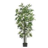 Nearly Natural 6ft. Bamboo Silk Tree (Green Trunks), Green