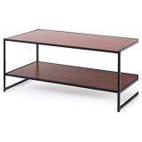 ZINUS Garrison 102 cm Black Metal Frame Media Stand | TV Stand with Shelf | Easy Assembly, Red mahogany wood grain