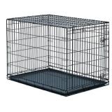 New World 48" Folding Metal Dog Crate, Includes Leak-Proof Plastic Tray, Dog Crate Measures 48 L x 30 W x 33 H Inches, Fits XL Dog Breeds