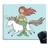 Gaming Mouse Pad Custom,Cute Mermaid Girl Riding a Unicorn Mouse Pad Personality Desings Gaming Mouse Pad 12x10 inches