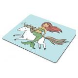 Gaming Mouse Pad Custom,Cute Mermaid Girl Riding a Unicorn Mouse Pad Personality Desings Gaming Mouse Pad 12x10 inches