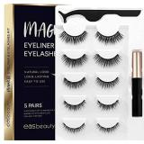 Magnetic Eyeliner and Eyelashes Kit, Magnetic Eyelashes with Eyeliner, False Lashes 5 Pairs with Tweezers, Easy to Wear may vary from stock photo