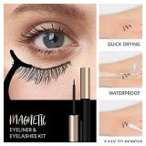 Magnetic Eyeliner and Eyelashes Kit, Magnetic Eyelashes with Eyeliner, False Lashes 5 Pairs with Tweezers, Easy to Wear may vary from stock photo