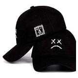 Home Fashion DIY Sad Boys Adjustable Hat Crying Face Embroidery Baseball Cap Dad Hat Hip Hop Cap Black 2 pack
