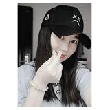 Home Fashion DIY Sad Boys Adjustable Hat Crying Face Embroidery Baseball Cap Dad Hat Hip Hop Cap Black 2 pack
