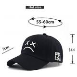 Home Fashion DIY Sad Boys Adjustable Hat Crying Face Embroidery Baseball Cap Dad Hat Hip Hop Cap Black 2 pack