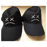 Home Fashion DIY Sad Boys Adjustable Hat Crying Face Embroidery Baseball Cap Dad Hat Hip Hop Cap Black 2 pack