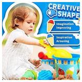 Kidtion Beach Toys 20 Pcs, Dessert-Themed Sand Toys Set with Sand Buckets and Shovels for Kids, Cute Ice Cream Sand Toys & Beach Toys with Mesh Bag, Colorful Beach Toy Set with Inspiring Molds