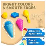 Kidtion Beach Toys 20 Pcs, Dessert-Themed Sand Toys Set with Sand Buckets and Shovels for Kids, Cute Ice Cream Sand Toys & Beach Toys with Mesh Bag, Colorful Beach Toy Set with Inspiring Molds