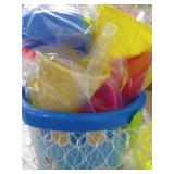 Kidtion Beach Toys 20 Pcs, Dessert-Themed Sand Toys Set with Sand Buckets and Shovels for Kids, Cute Ice Cream Sand Toys & Beach Toys with Mesh Bag, Colorful Beach Toy Set with Inspiring Molds