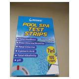 BOSIKE 7 in 1 Hot Tub Test 100 Strips Spa Test Strips for Swimming Pool, Accurate pH, Chlorine, Bromineï¼Alkalinityï¼Cyanuric Acid and Hardness Water Testing Kit