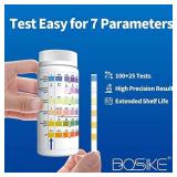 BOSIKE 7 in 1 Hot Tub Test 100 Strips Spa Test Strips for Swimming Pool, Accurate pH, Chlorine, Bromineï¼Alkalinityï¼Cyanuric Acid and Hardness Water Testing Kit
