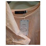 size large peach long sleeved sleep shirt and shorts set