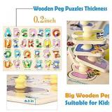 Wooden Puzzles Set for Toddlers 3 4 Years Old, Alphabet ABC, Numbers and Farm Animals Learning Puzzles Board for Kids, Preschool Educational Puzzles Activity Toys Gift for Boys Girls