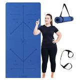 CAMBIVO Extra Wide Non-Slip Yoga Mat with Alignment Marks for Women (73"x 36"x 1/4"), Exercise Fitness Mat for Yoga, Pilates, Workout