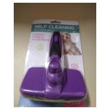 Self-Cleaning Dog & Cat Slicker Brush purple