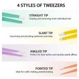 Precision Tweezers for Eyebrows, Terresa 4 Pack Eyebrow Tweezer Set for Ingrown Hair Removal, Professional Brow Tweezers for Women & Girls, Daily Beauty Hair Plucking Tool with Carry Case