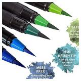 Watercolor Brush Pens â Set of 25 Water Color Brush Tip Markers for Kids & Adult Coloring Books, Painting, Drawing, Art, Calligraphy, Lettering, Journaling. Bonus Coloring Book & Water Blending P