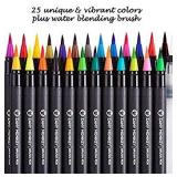 Watercolor Brush Pens â Set of 25 Water Color Brush Tip Markers for Kids & Adult Coloring Books, Painting, Drawing, Art, Calligraphy, Lettering, Journaling. Bonus Coloring Book & Water Blending P