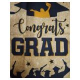 Congrats Grad burlap look yard garden flag 18.5x12 inches
