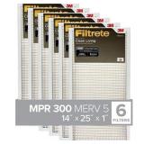 Filtrete BD04-6PK-1E 14x25x1, AC Furnace Air Filter, MPR 300, Clean Living Basic Dust, 6-Pack