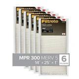 Filtrete BD04-6PK-1E 14x25x1, AC Furnace Air Filter, MPR 300, Clean Living Basic Dust, 6-Pack