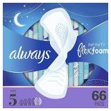 Always Infinity Feminine Pads with Wings for Women, Size 5, Extra Heavy Overnight, Unscented